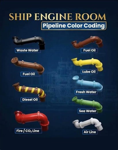 🔧 **Ship Engine Room Pipeline Color Coding: Know Your Lines!**