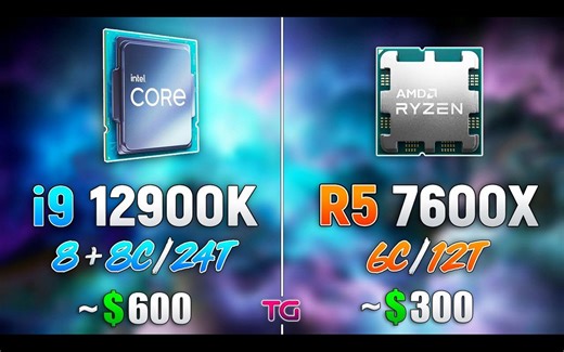 R5 7600X vs i9-12900K | 1080p分辨率10款游戏对比测试 | 作者：Testing Games