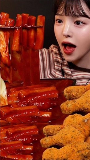 Ultimate Crispy Chicken & Spicy Cheese Tteokbokki ASMR Mukbang 🔥🍗
