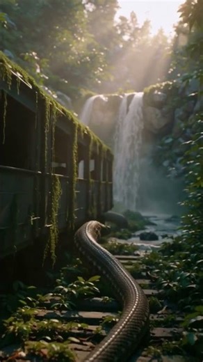 Python and Train Exploring Amazon Rainforest #shorts #nature #memes