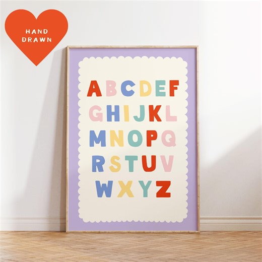 Alphabet Print for Kids • Colourful ABC Wall Art • Playful Girls Nursery Decor • Digital Download - Etsy