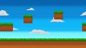 Pixel art animation of retro video game background. Animated 8 bit...