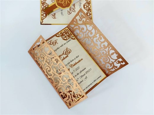 SVG Template Gate Fold Card 5x7 Inches Cricut Laser Cut Wedding Invitation Cut File Arabesques Damask Swirly Indian Arabic Silhouette Cameo - Etsy