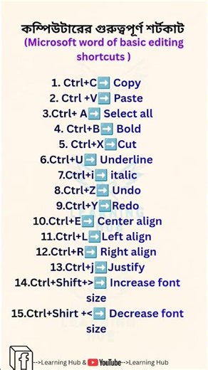 Shortcut 🔥 Microsoft word.‪@LearningHub222‬