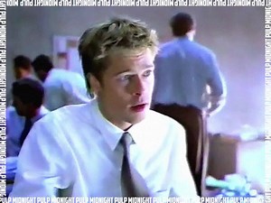 Look - it's crazy Tyler playing office drone Tyler Durden. -- [Brad Pitt, the Salaryman] 'Roots Coffee' is one of the most common canned coffee brands in Japan. Like one of their biggest competitors 'Boss Coffee,' they went with a high profiled American celebrity endorsement in the late 90s. Perhaps in contrast to the poker-faced alien Tommy Lee Jones plays in the 'Boss' commercials, 'Roots' went for the grungy energy of a Seven and Fight Club era Brad Pitt to capture the grind of daily office w