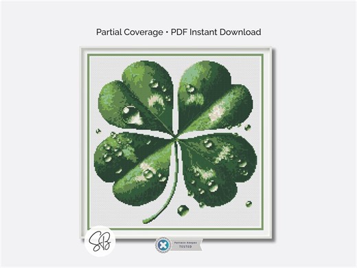Four Leaf Clover Cross Stitch Pattern, Lucky Clover Embroidery PDF, Instant Download, Floss Conversions - Etsy