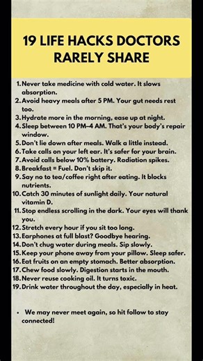 19 Health Tips Doctors Don’t Always Tell You (Fact vs Myth) #thinkhealth #healthmatters #hellohealth