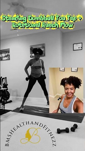 Standing Dumbbell Toe Tap + Rotational Reach Flow | Core Control + Fat-Burning Mobility Workout