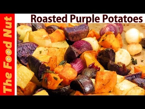 Oven Roasted Purple Potatoes Recipe - How To Bake Potatoes With Pearl Onions & Herbs | The Food Nut