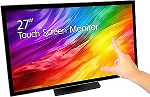 ANGEL POS 27" Metal Housing Commercial Grade Capacitive LED 10 Point Multi-Touch HDMI VGA Monitor 16:9 Display 1080p, True Flat Seamless Touchscreen, Great for Office, POS, Retail, Restaurant