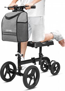 COSYWILL Steerable Knee Scooter,Knee Walker Scooter for Adults with 10" Front Wheels,Foldable Knee Scooter for Foot Surgery Crutches Alternative,Black