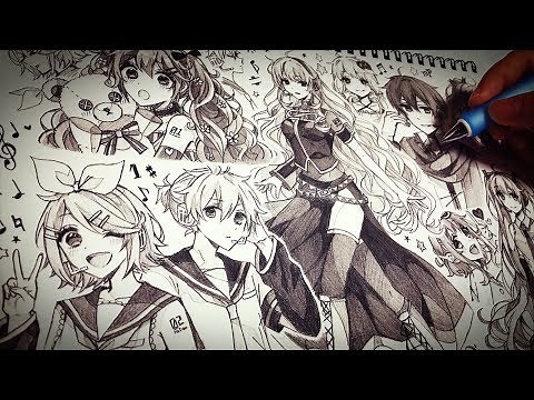 【アナログ】イラストで1ページ埋めてみた🎤【VOCALOID】