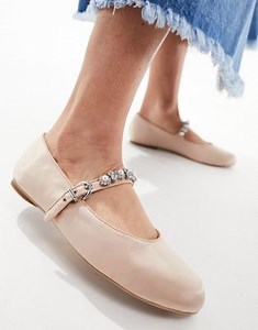 & Other Stories satin ballet pumps with embellishments in pale pink | ASOS