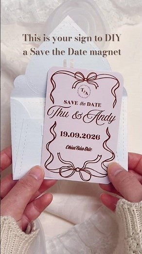 🤍 This is your sign to DIY your own Save-The-Date Magnet #diywedding #savethedate #diydecor