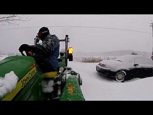 Winter Storm Izzy - Using new Frontier SB1148 3pt. snow blower on John Deere 1025R