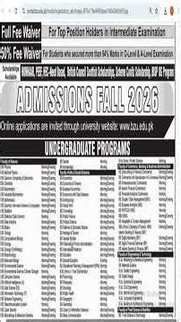 BZU ADMISSION FALL 2026 || WHO TO ONLINE APPLY