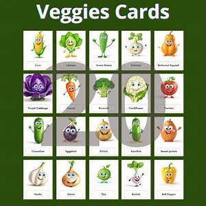 Vegetable Flashcards: Animated Veggies, Kids Learning Cards (PDF Download) - Etsy