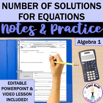 Number of Solutions Equations with Special Cases Notes Worksheet Video Lesson