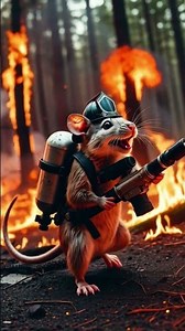 A firefighter mouse battles a forest fire in a dramatic, chaotic scene.#shorts