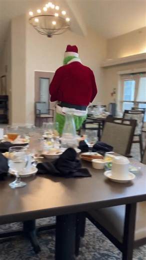 We were surprised today by the Grinch who tried to steal our gifts but thank goodness Santa wasn’t far away!!!! #whatseniorlivinglookslike #arrowcheer | Mallard Point Senior Living
