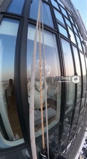 Window cleaner is caught by surprise 😳 #ai #aivideo #funny #fyp #reels #openai #sora #animals