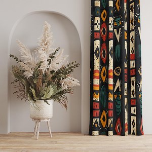 Tribal Geometric Pattern Drapes, Bold Tribal Art Drapes, Colorful Ethnic Inspired Curtains, Colorful African Ethnic Curtains - Etsy