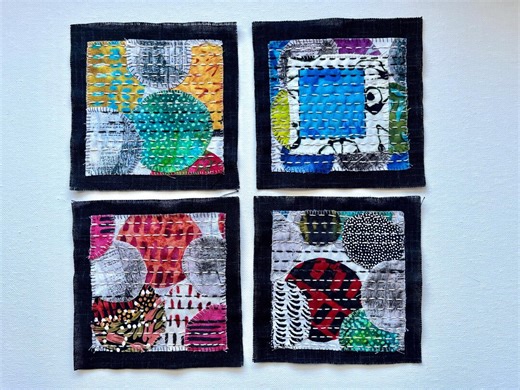 Abstract Fabric Artwork Collage With Boro Sashiko Stitching - Etsy