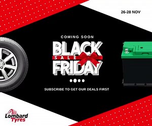 LOMBARD TYRES BLACK FRIDAY SALE 3 DAY SALE | 26-28 NOV Sign up & get our BIGGEST deals for this year delivered to your inbox before it's released! Deal will land in your inbox in the week of Black Friday before it's released on our website! #LTBigBlackFriday Deals coming soon https://www.lombardtyres.com/black-friday-sign-up-2020 #BlackFridayIsComing #WatchThisSpace #Subscribe #BlackFriday2020 #LTBlackFridaySale #LTBigBlackFridayDeal #YourOneStopTyreFitmentShop #BlackFridayTyreSpecials | Lombard