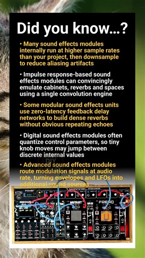 Sound effects module tech: DSP, impulse responses, latency and modulation routing