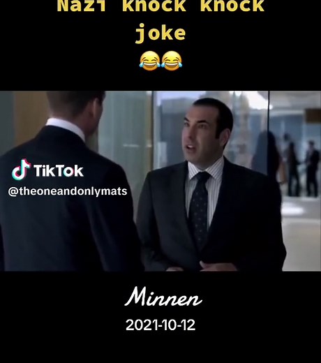 “Weeee will ask tse questions” original nazi knock knock joke 😂 #fyp #4u #viral #suits #knockknock #tv #comedyvideo #slap #wewillaskthequestions