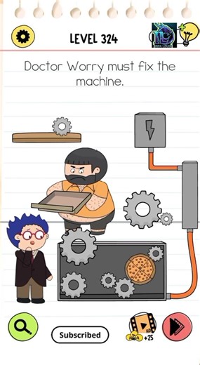 Brain Test 4 : Tricky Friends. Level 324. Doctor Worry must fix the machine