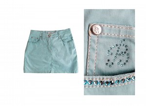 BLUMARINE Mini Skirt ୨୧ Baby Blue Vintage Mini Skirt ୨୧ Anna Molinari - Etsy