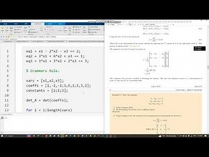 Solving Systems of Equations Using Cramer's Rule in MATLAB