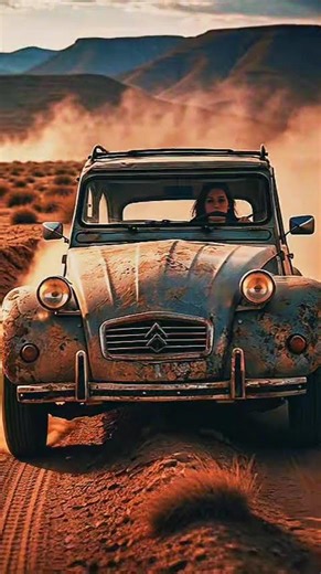 Citroen 2CV on a desert track