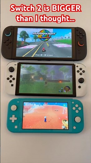 Switch 2 VS Switch OLED VS Switch Lite Size Comparison #nintendo #switch2 #switch #gaming #mariokart
