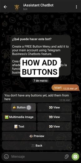how add buttons in ‪@iAssistantChatBot‬