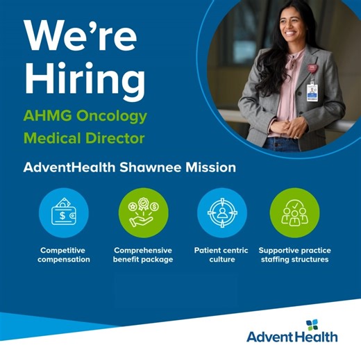 1.5K views | Embrace a career that values The Whole You! AdventHealth Shawnee Mission in Kansas is hiring an AHMG Oncology Medical Director. Send your resume to Shannon.Cates@adventhealth.com or click on the link to learn more: https://bit.ly/3ShiDjz AdventHealth Kansas City #LifeatAdventHealth #Hiring | Life at AdventHealth | Facebook