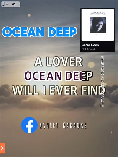 Ocean Deep - Cliff Richard Karaoke Song with Lyrics #karaoke #karaokehits #lyrics #reelsfacebook | Ashley
