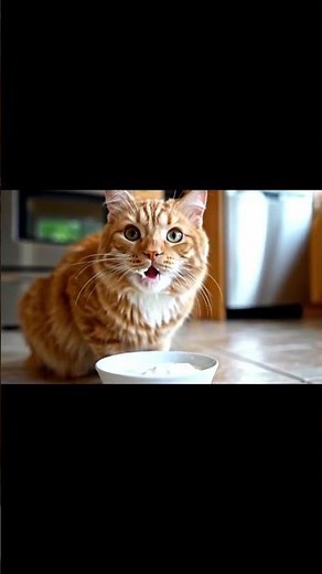 Cat Eating Yogurt – Too Cute to Be Real! 🐱✨