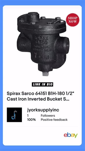 JYork Supply on Instagram: "Spirax Sarco 64151 B1H-180 1/2” Cast Iron Inverted Bucket Steam Trap 180 Psig LINK IN BIO ➡️➡️➡️ SHOP NOW @jyorksupplyinc tools #shop #work #construction #sale #ebay #onlineshop #business #plumbing #plumber #hvac #heat #construction #nyc #instagram #like #instagood #work #cool #hot #winter #water #valve #gas #pressure #steam #instagood #like4like #digitalmarketing #forsale #discount #deals #usa"