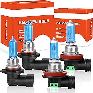 For Jeep Compass 2014-2018 High Performance Halogen Headlight Bulbs, 9005 High Beam & H11 Low Beam Combo, 5000K Super Bright White, Plug and Play, Pack of 4