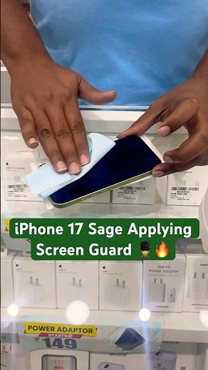 iPhone 17 Sage Applying Screen Guard 💂🔥 iPhone 17 Transparant Back Cover Sage Colour