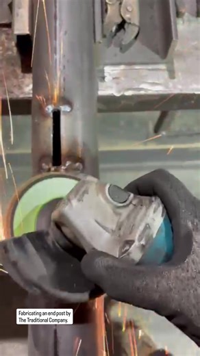 FABRICATION FRIDAY 🔩 A busy week wrapped up with some great fabrication work. Here’s our team creating a clapping slot on a gate post—designed so the latch locks neatly into place and stops the gate swinging back open. #gate #gatepost #clappingslot #fabrication #thetraditionalco