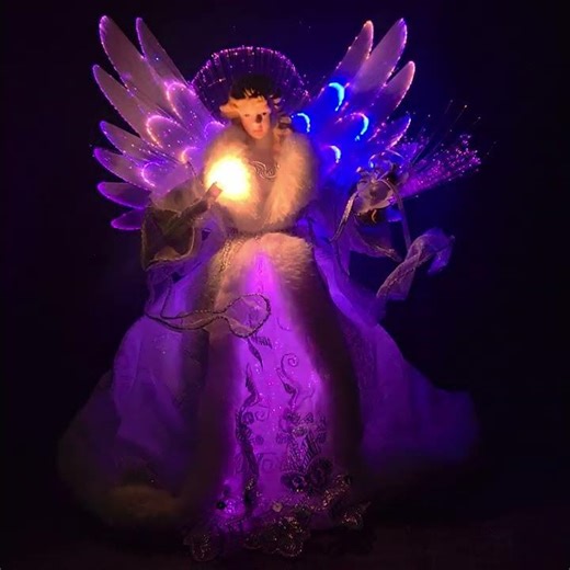 Vintage Fiber-optic Angel Table Top Christmas Light Up Glowing Holiday Decoration