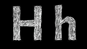 Download Animation of Letter H in handwritten style, scribbled alphabet on black background for free