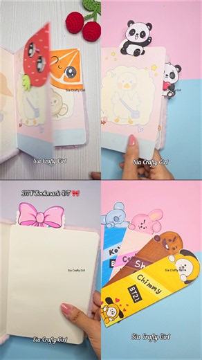 DIY Cute Bookmarks 😍 🐼🥝🎀 #sorts #diy #bookmark #papercraft