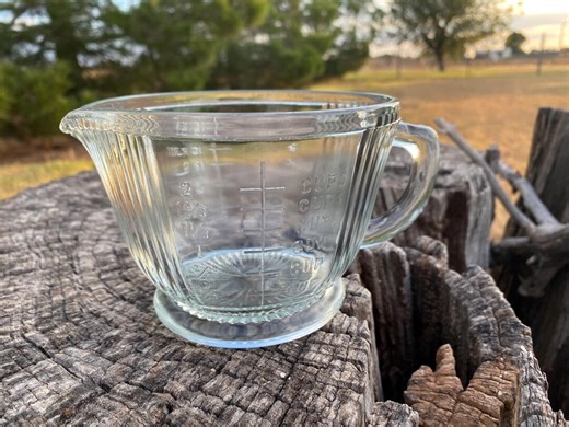 Vintage Depression Glass Measuring Cup, Clear Ribbed Glass Measuring Cup With Spout, Kitchen, Utensils, Decor - Etsy