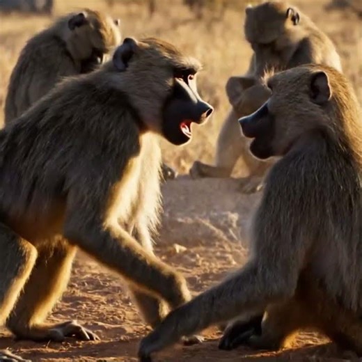 Wild & Playful: Baboon Wrestling Match! 🐒🥊