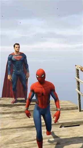 Spider-Man vs Superman! Both Fall Off the Cliff 💀 GTA 5 Ragdolls #shorts