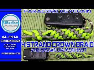 How to make a paracord keychain - How To Tie 4 Strand Round Crown Braid and Crown Diamond Knot